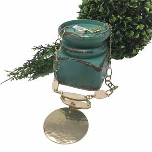 CHICOS Gold Tone Big Circle Pendant Necklace NWT